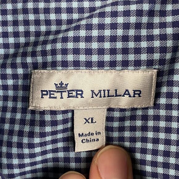 Peter Millar Button Down Shirt Men's XL Blue Plaid Causal Classic Formal Travel - Picture 4 of 8